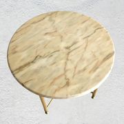 Table basse ronde marbre et métal doré 1960-70