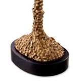 Pair of table lamps, patinated brass finish and black granite base, beautiful quality and sought-after style.