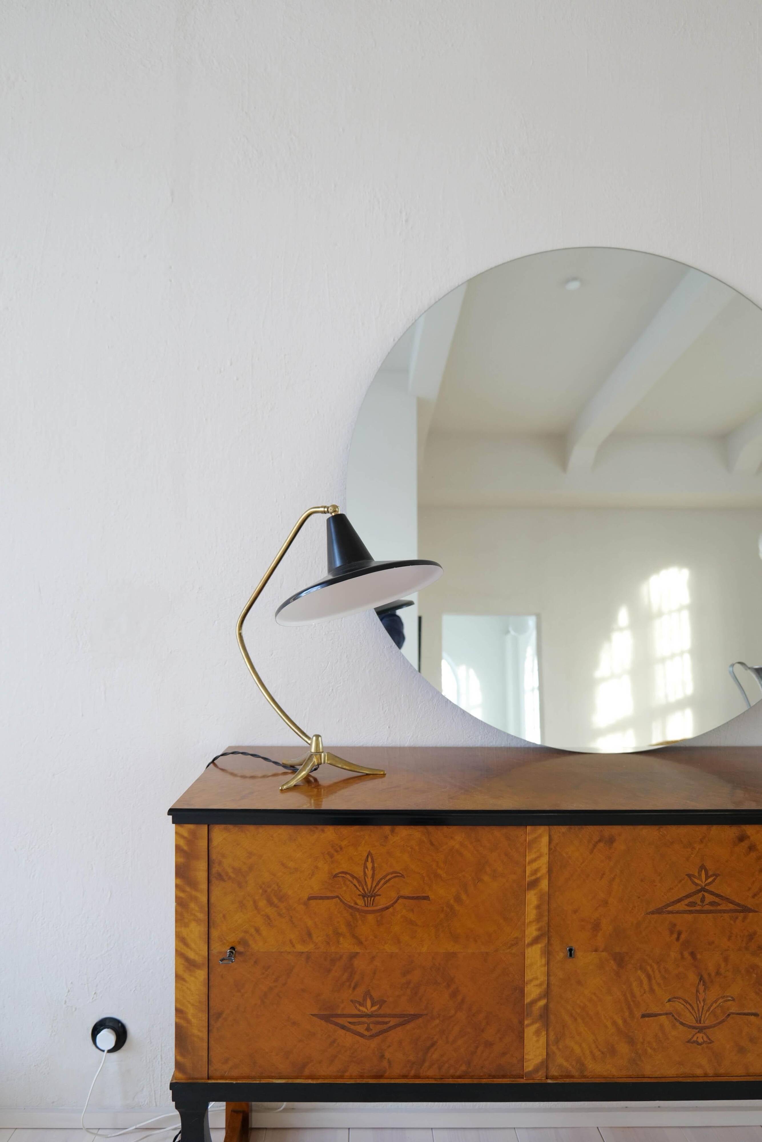 Brass table lamp on a tripod in modern Swedish style, Sweden, 1950.