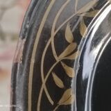 Plateau russe en tôle noire peinte à la main