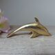 Golden Brass Dolphin Figurine, Dolphin Paperweight Desk Decoration