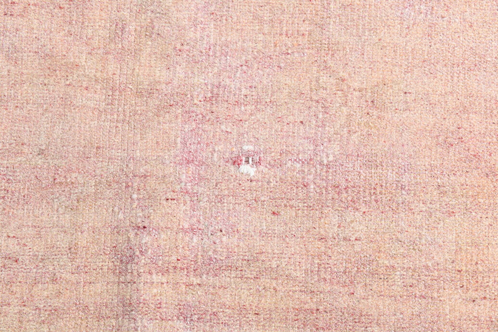 Tapis Anatolien Vintage Fait Main en Laine,Tons Rose Poudré & Beige 265x166