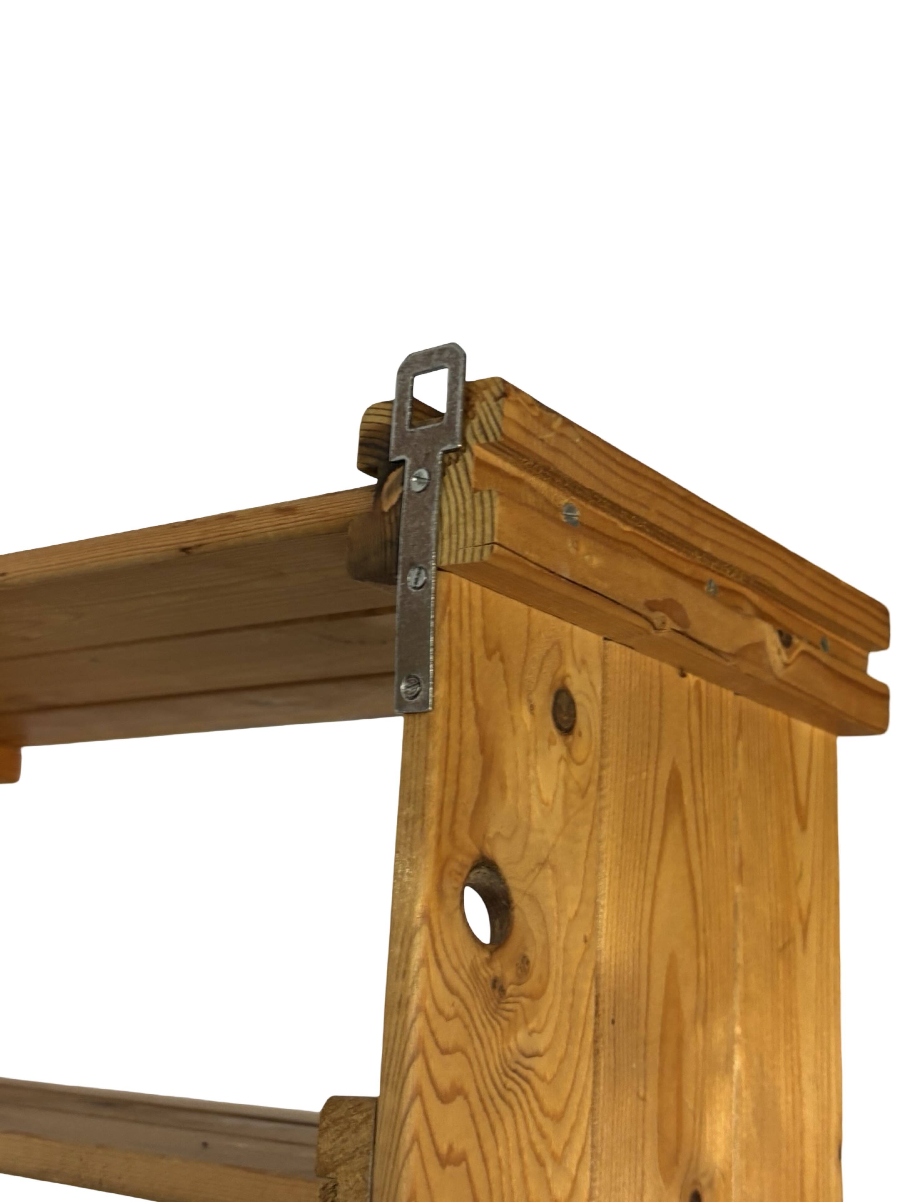 Vintage Wall shelf rack Pine wood 70s minimalist design