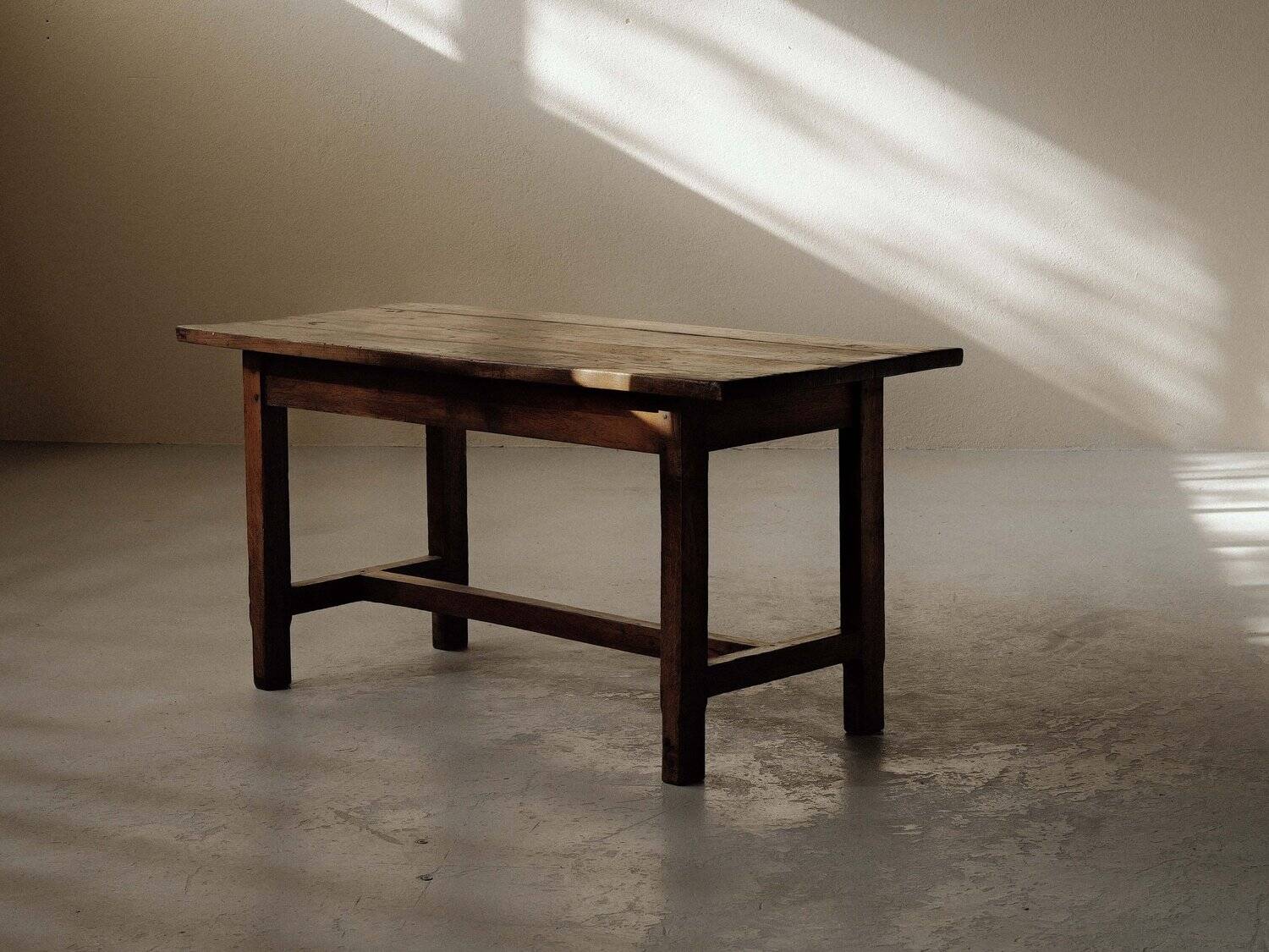 Handcrafted solid oak farmhouse table – France, 1950s