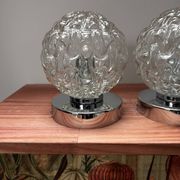 Pair of vintage glass globe chrome wall lights