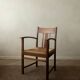 Dutch Art Deco Oak and Rush Armchair, Amsterdam School, 1920s