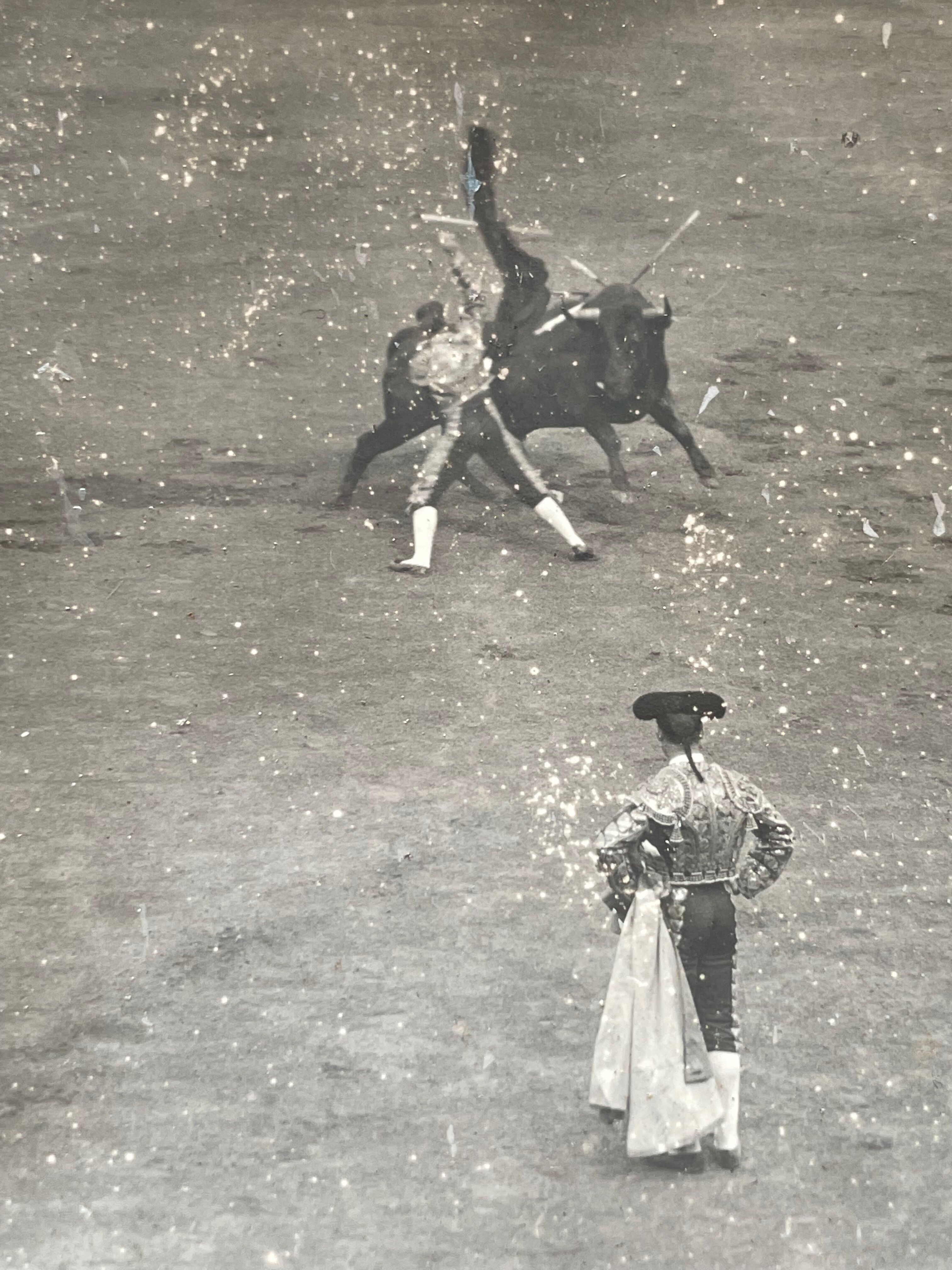 Old photography stereo, stereograph, luxury albumine 1903 Bull race, Seville, Spain
