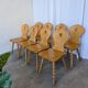 Set of 8 Vintage Tyrolean Heart Cutout Wooden Dining Chairs, Rustic Farmhou