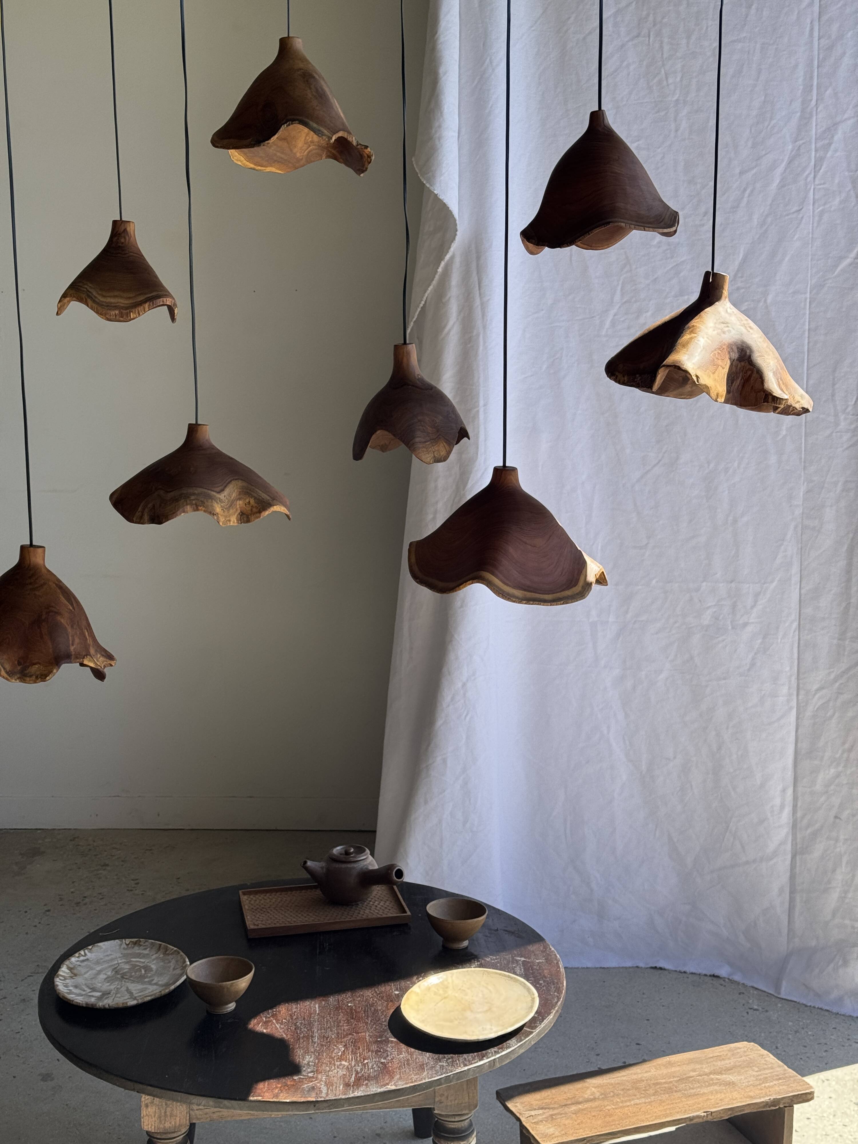 Small suspension in organic teak hat D30 H20