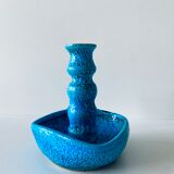 Candle holder fat lava blue