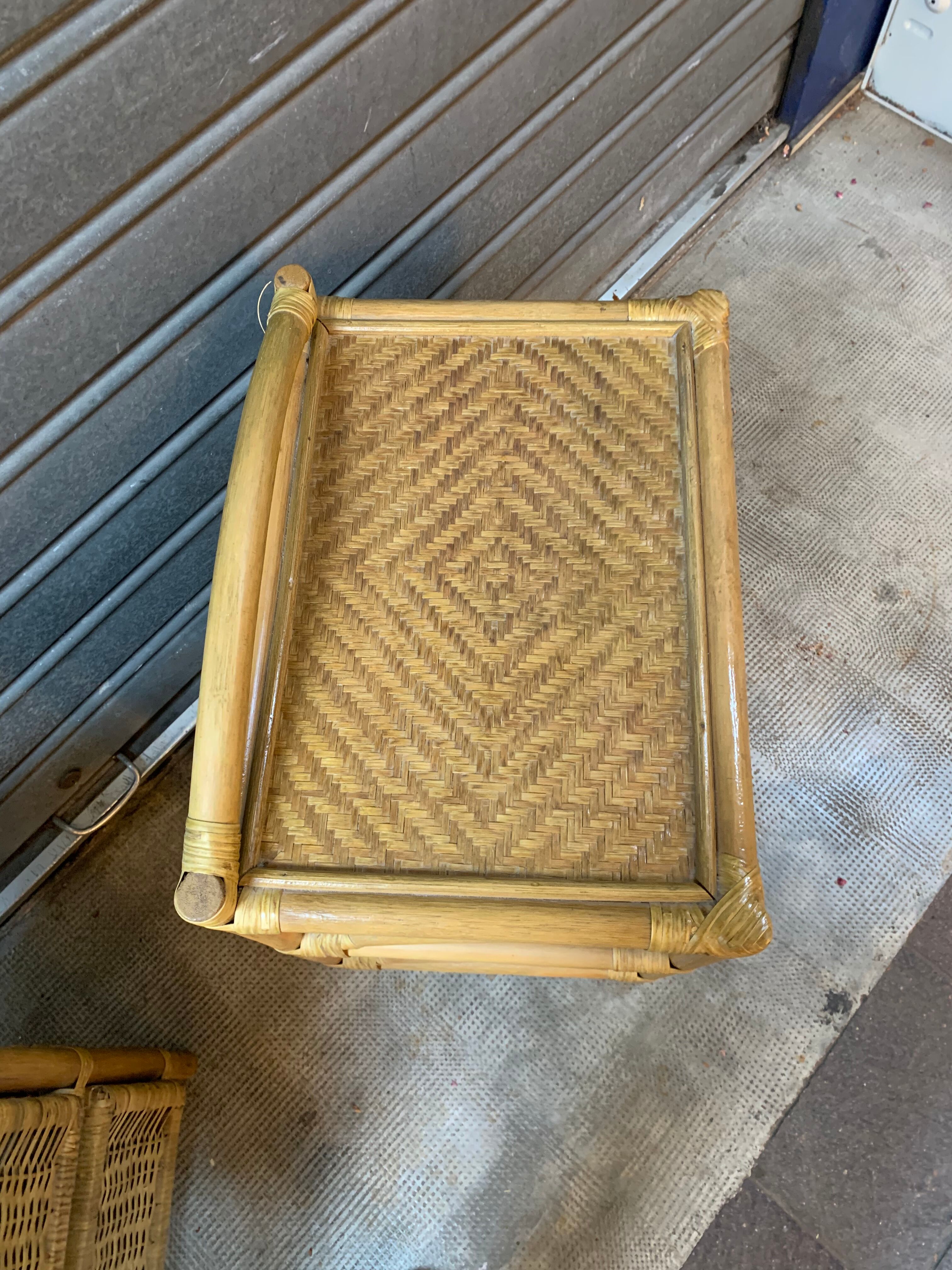 Pair of rattan bedside tables 1970s