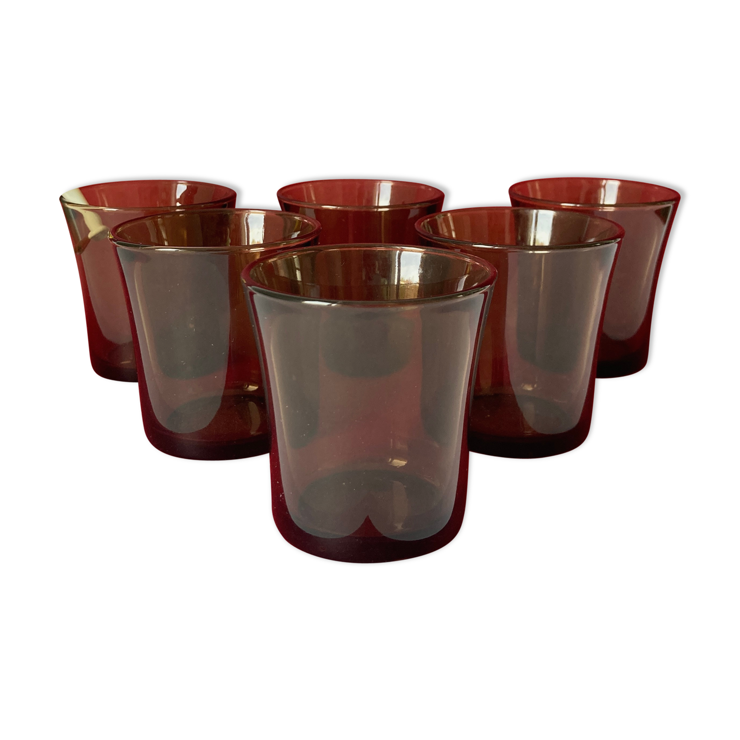 Lot of 6 smoked glasses duralex vintage 70s - retro - kitchen