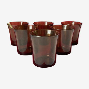 Lot de 6 verres fumé duralex vintage 70s retro cuisine