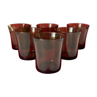 Lot de 6 verres fumé duralex vintage 70s retro cuisine