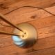 Vintage Italian floor lamp from 1983 in gilded brass and opaline glass – halogen