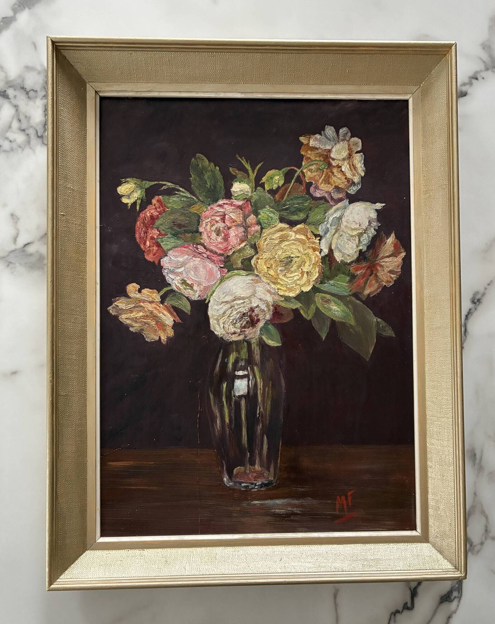 Old still life bouquet of roses