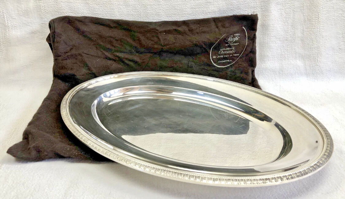 oval semi-hollow dish 45 cm silver-plated Gallia Christofle Malmaison