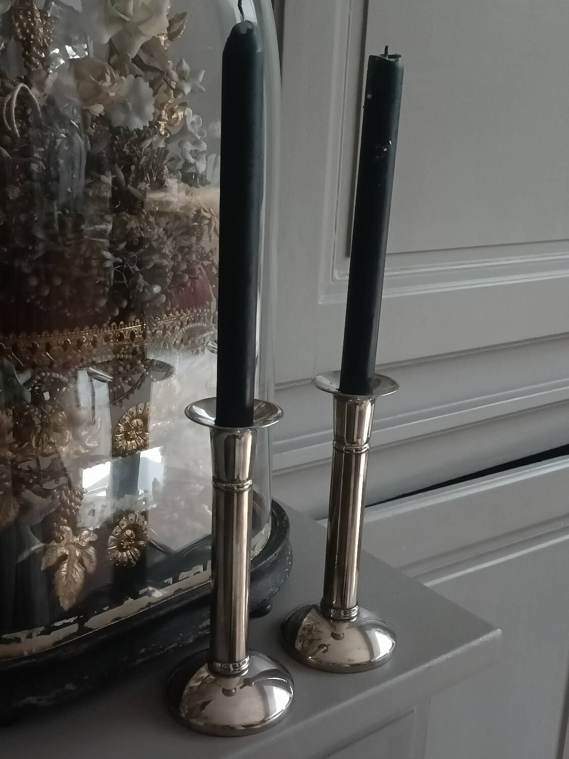 Pair of silver-plated candlesticks