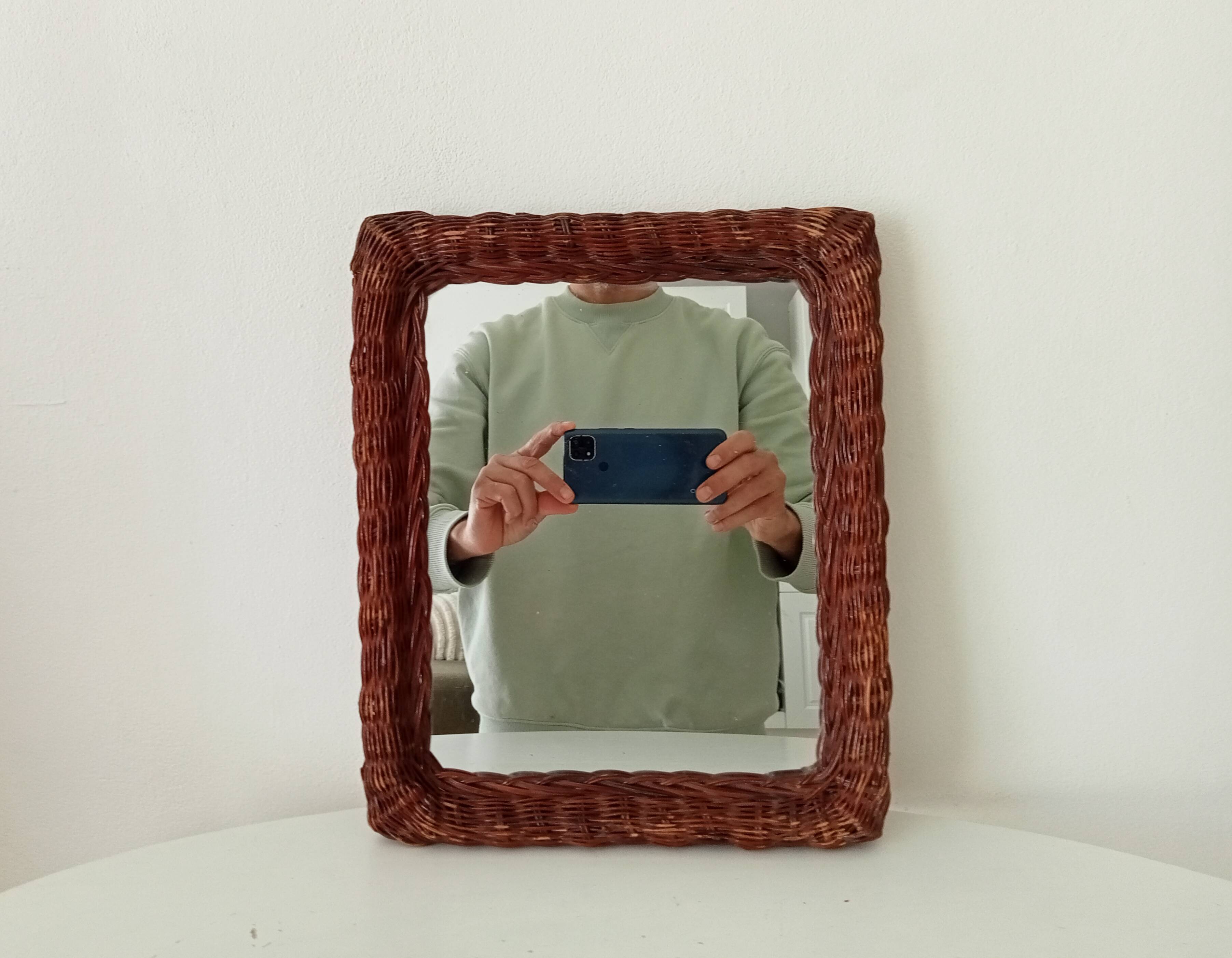 Vintage wicker mirror