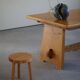 Mid-century brutalist dining table, made of oak, Danish craftsmanship, 1950s.