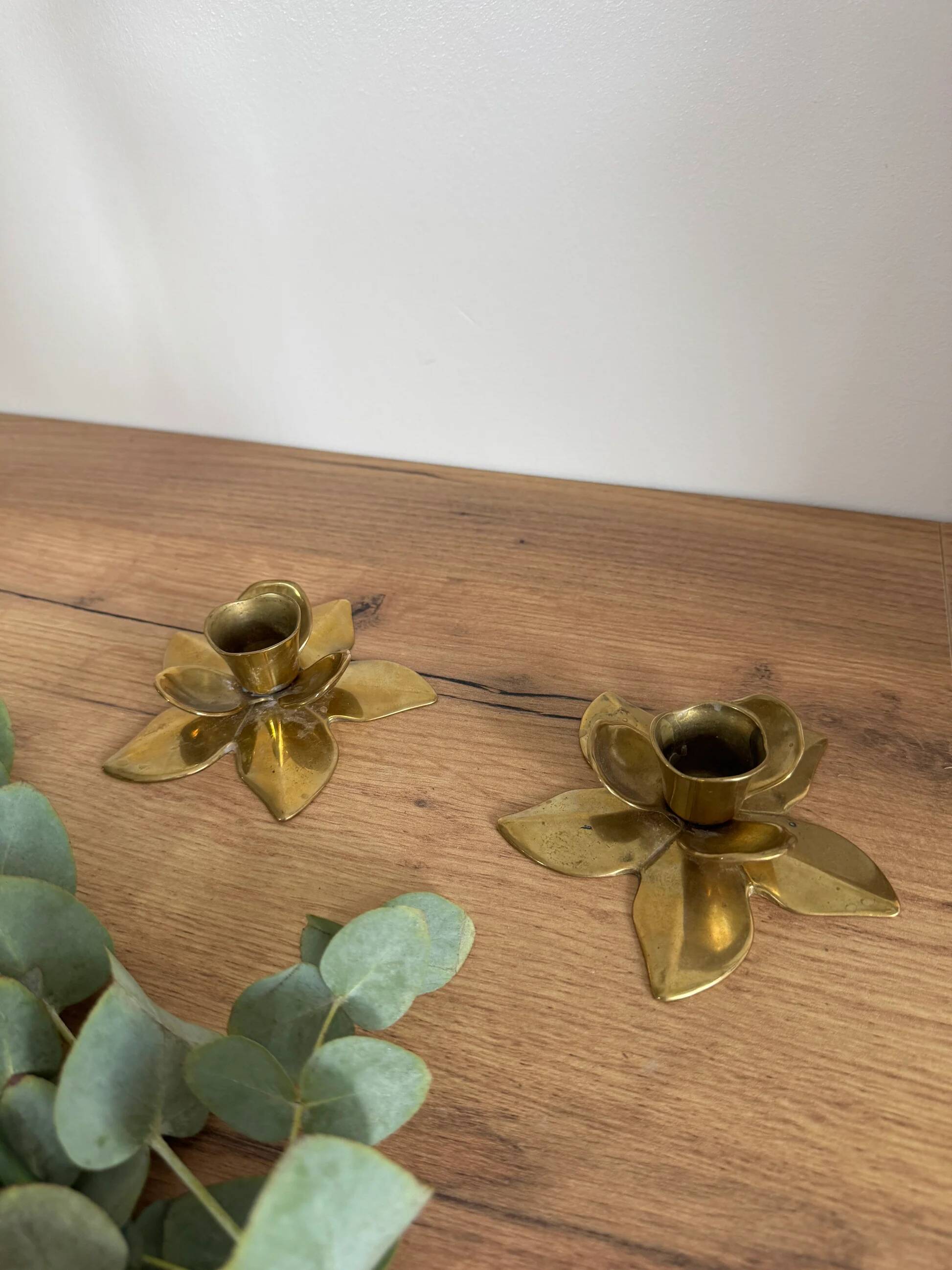 Brass flower candle holders