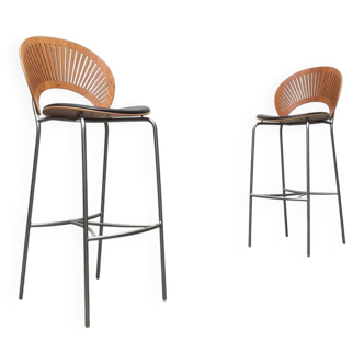 Danish bar stool set Trinidad by Nanna Ditzel for Fredericia, 1990s.