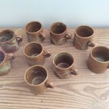 9 stoneware coffee cups