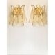 Pair of Amber “Rondini” Murano Glass Gold Wall Sconces — Mazzega Style