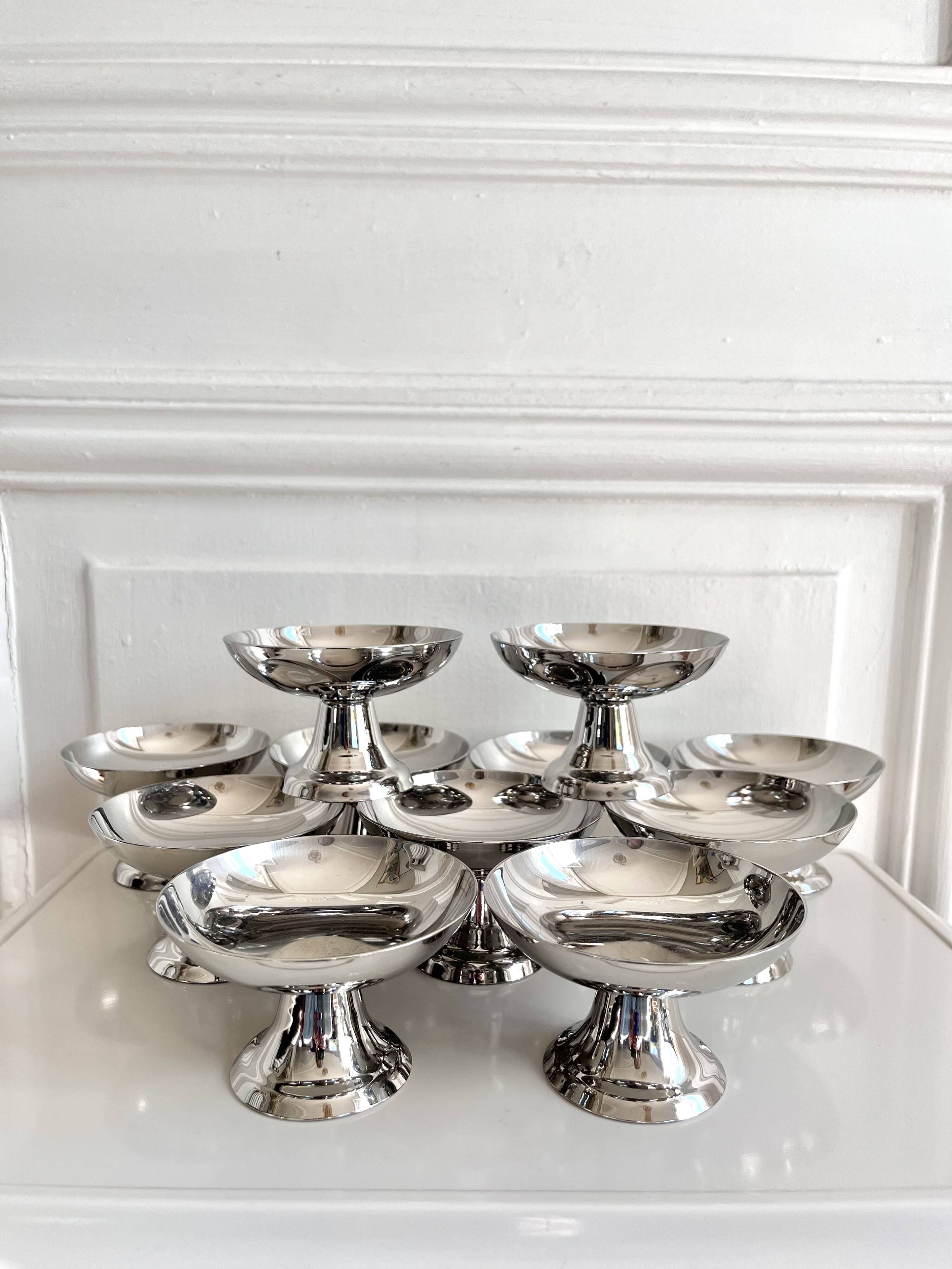 10 vintage stainless steel cups