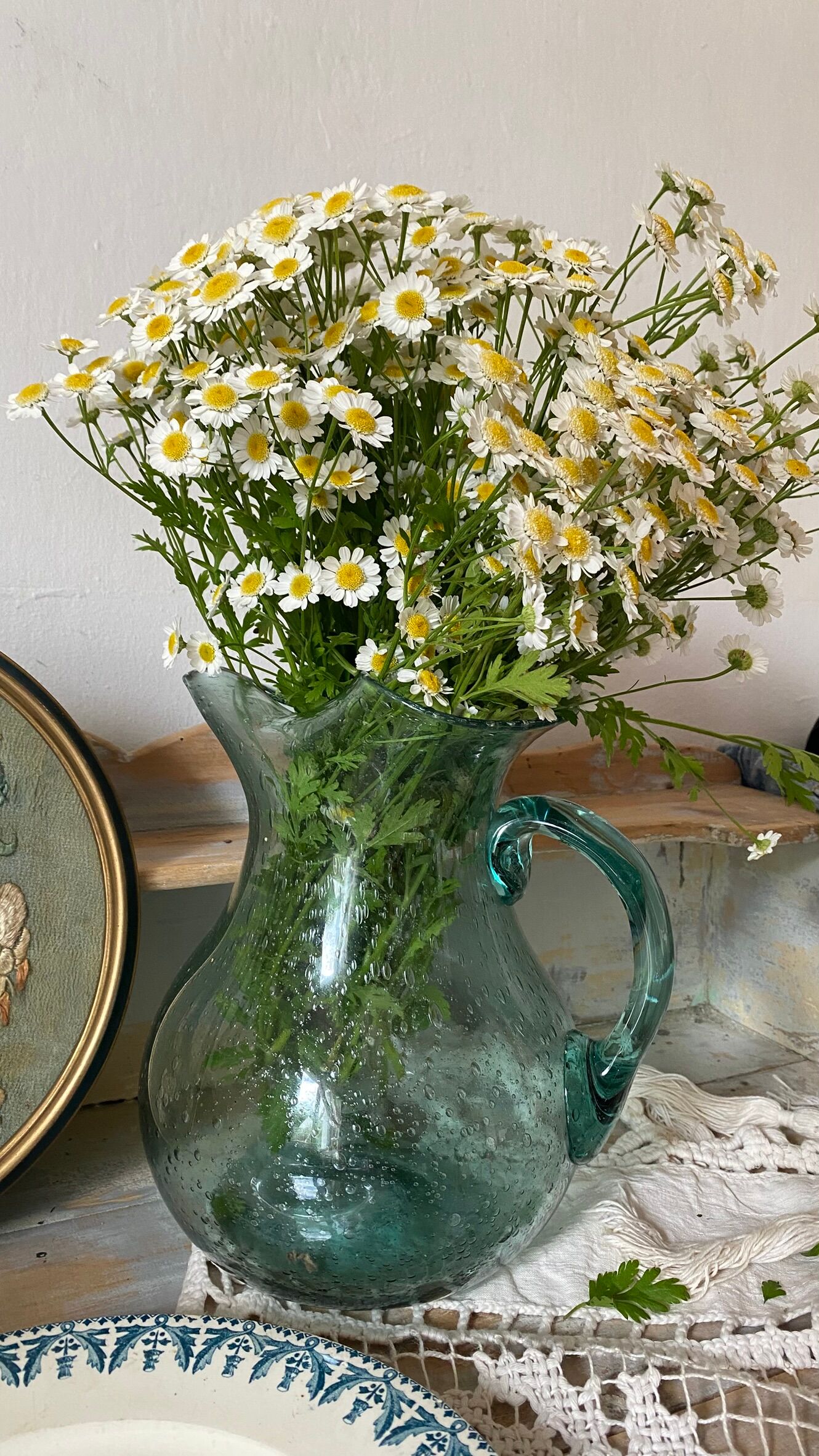 Pichet en verre  soufflé bullé  H24 cm