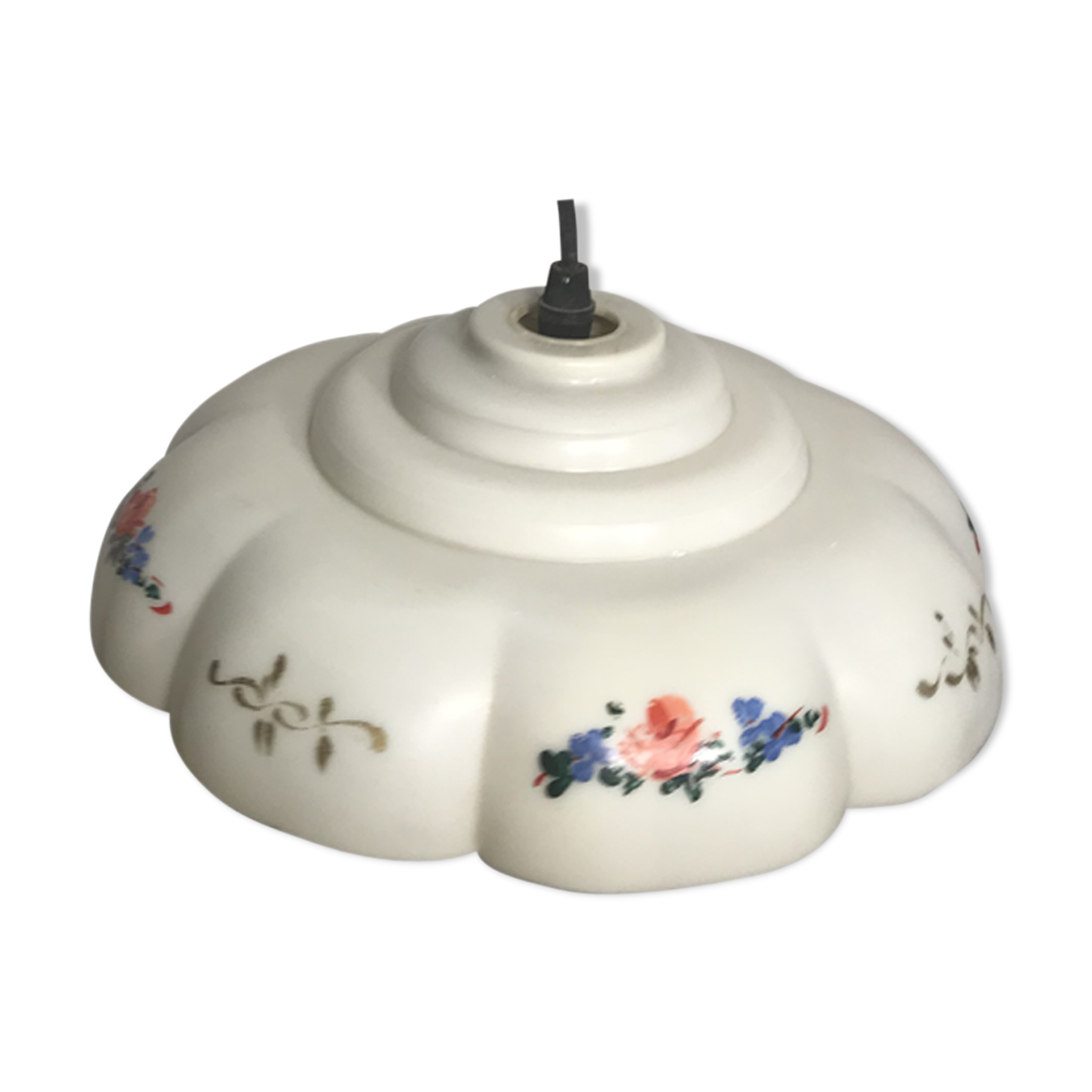 Hanging ancient bakelite white drawing flowers kitchen years 70 vintage