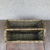 Ancien porte-revues en rotin tressé