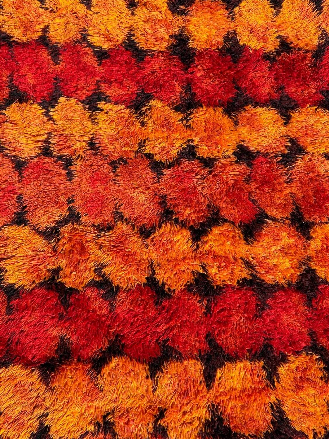 Large Vintage Scandinavian Space Age Wool Rug Circa 1970