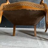 Pair of Voltaire armchairs in wood and fabric