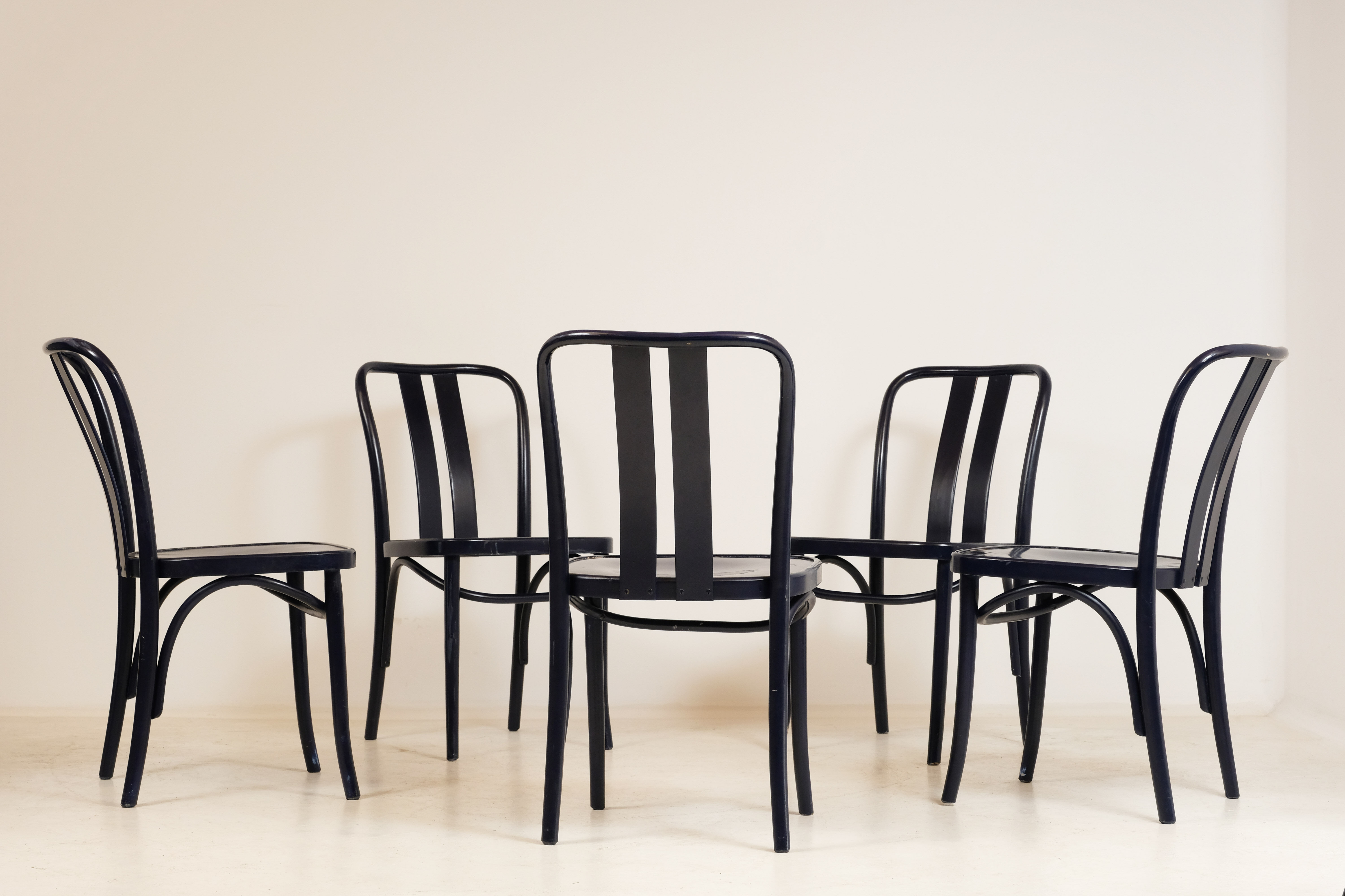 5 blue ZPM Radomsko chairs, 1960