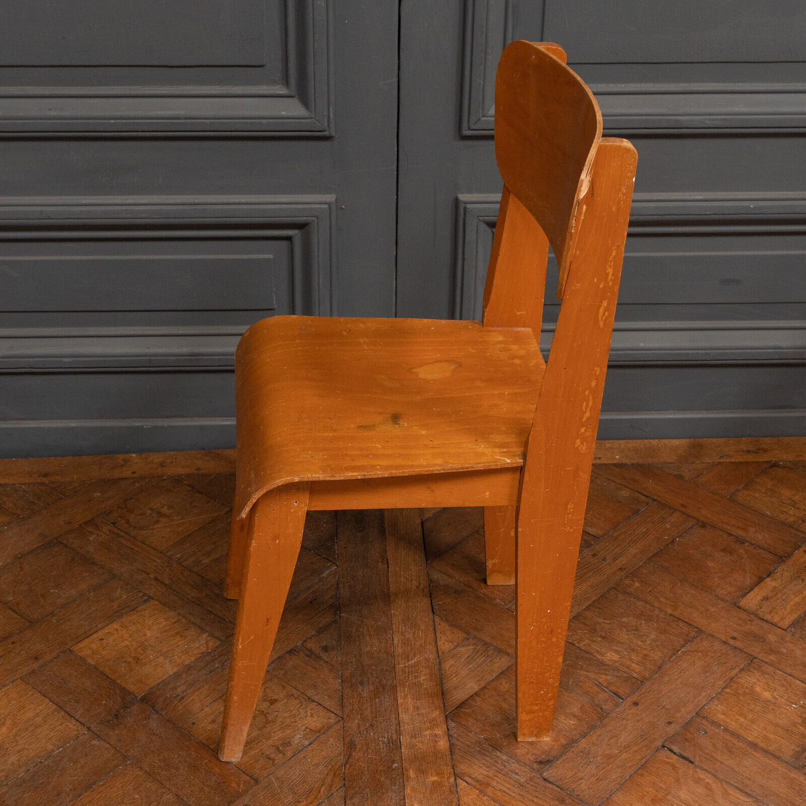 Chaise en bois cintré 1960 bureau travail français