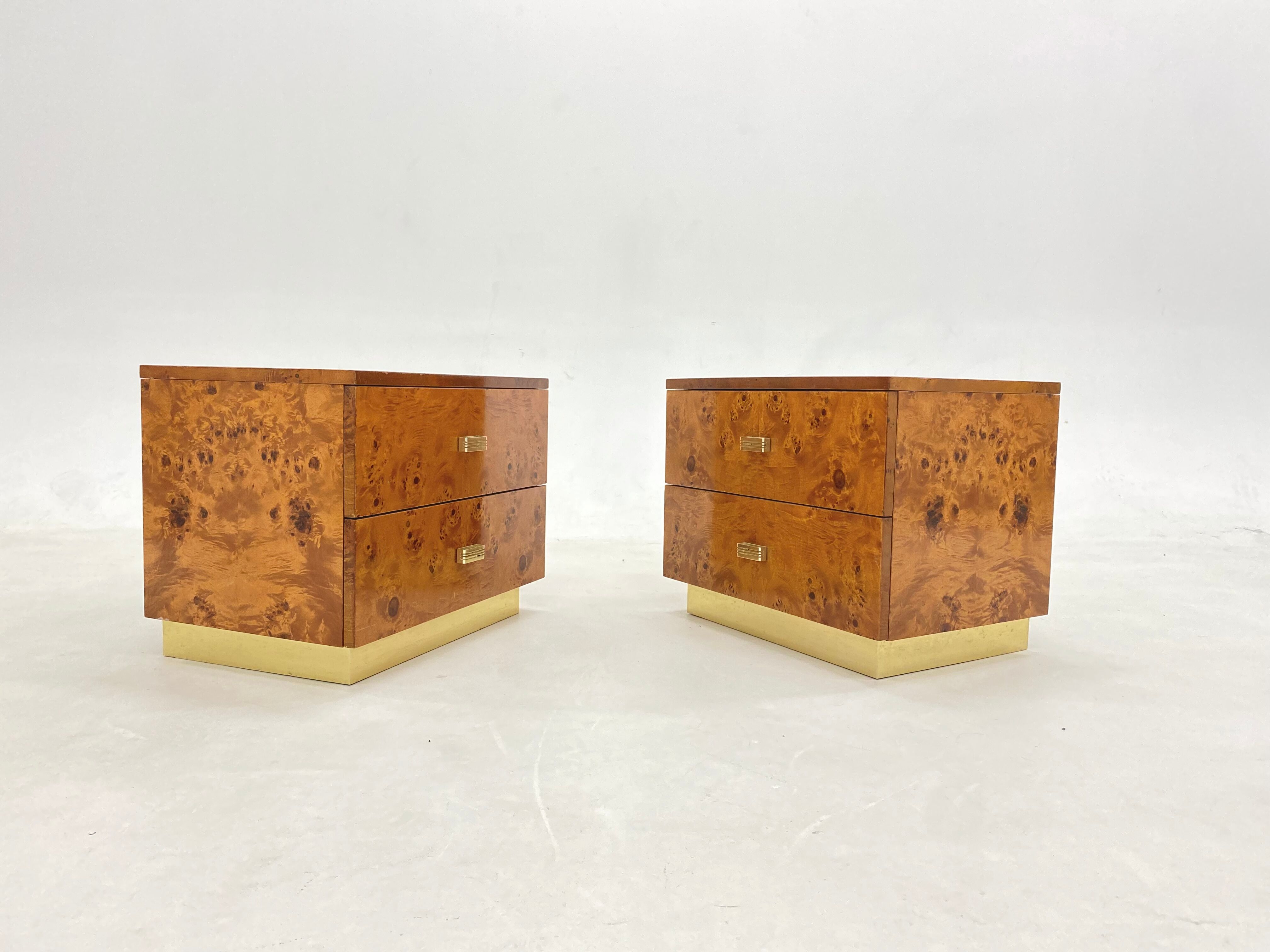 Pair of bedside tables elm magnifying glass 1970s