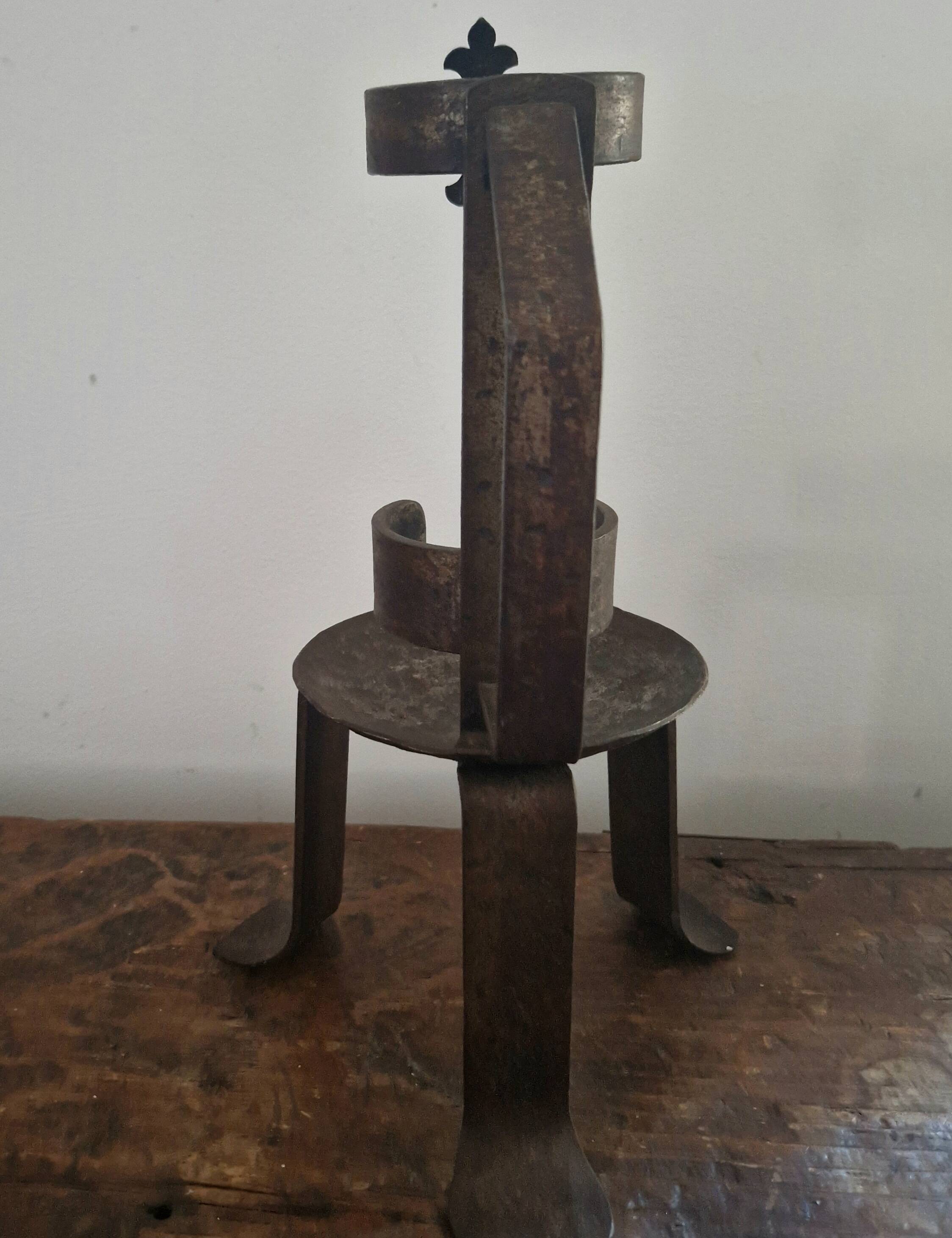Candle holders in pairs, 20th century, wrought iron, brutalist.