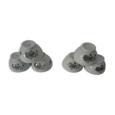 6 bols violettes porcelain decoration of small purple flowers