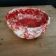 Fruit basket in red and white ceramic