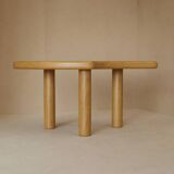 Tables basses pétales modulables en chêne massif vintage circa 1980