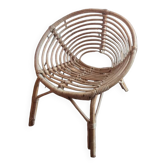 Vintage rattan child shell armchair