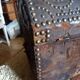 Old chest wood and studded leather