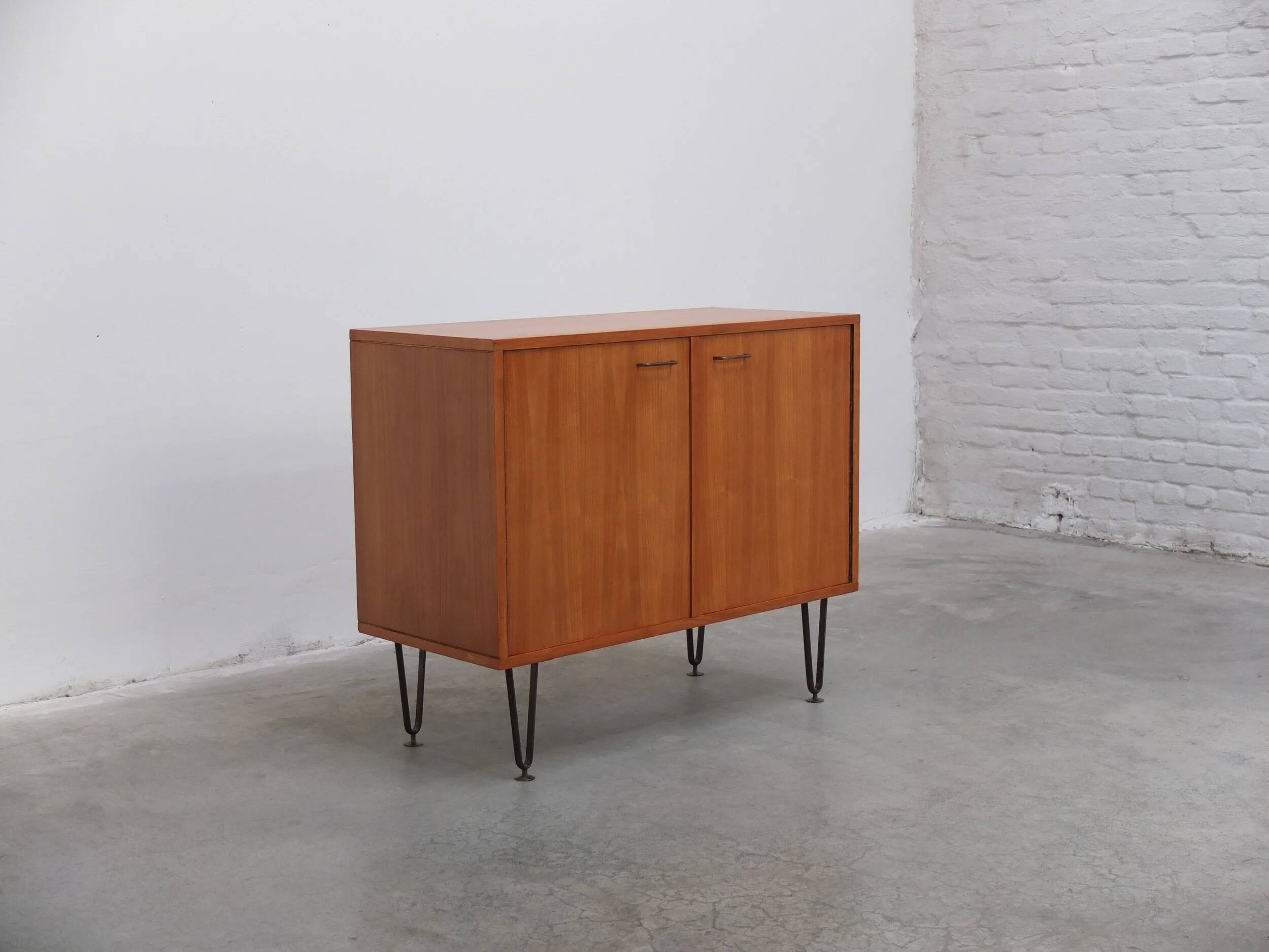 Pair of honey coloured cabinets by Alfred Hendrickx for Belform, 1950s