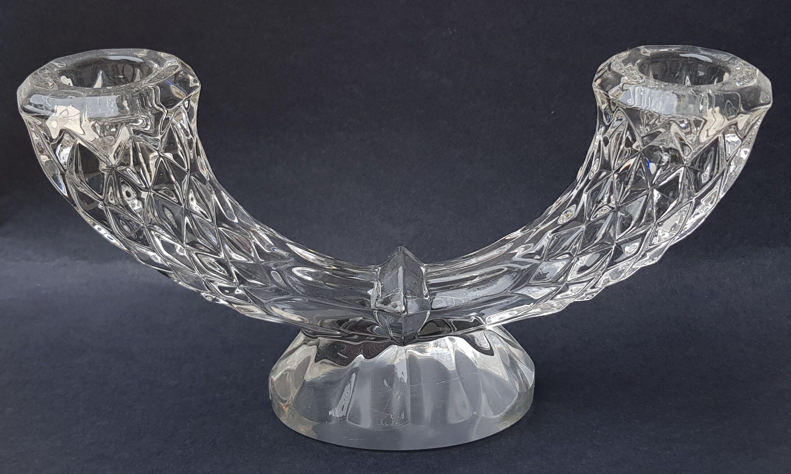 70s chiseled crystal chandelier duo