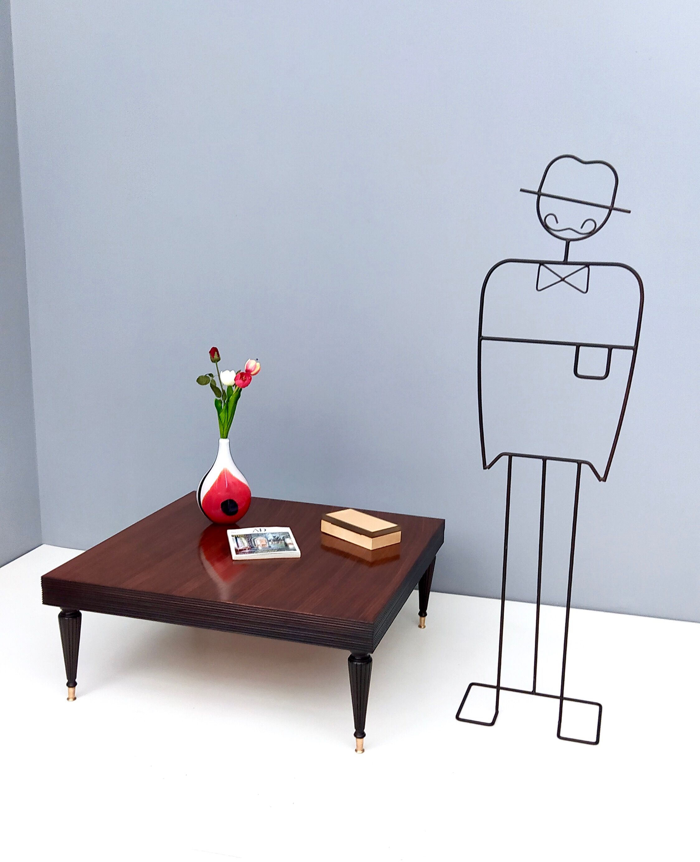 Vintage square black walnut coffee table