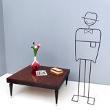 Vintage square black walnut coffee table