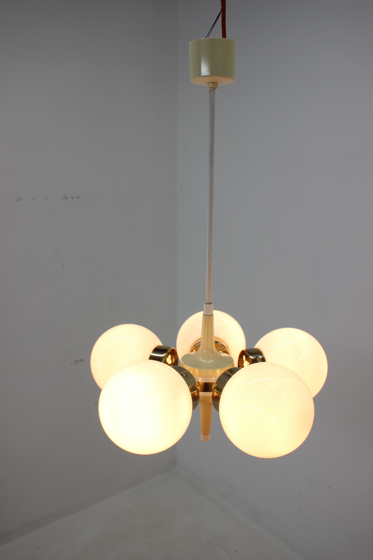 Space age chandelier sputnik by elektroinstala decin, 1970s
