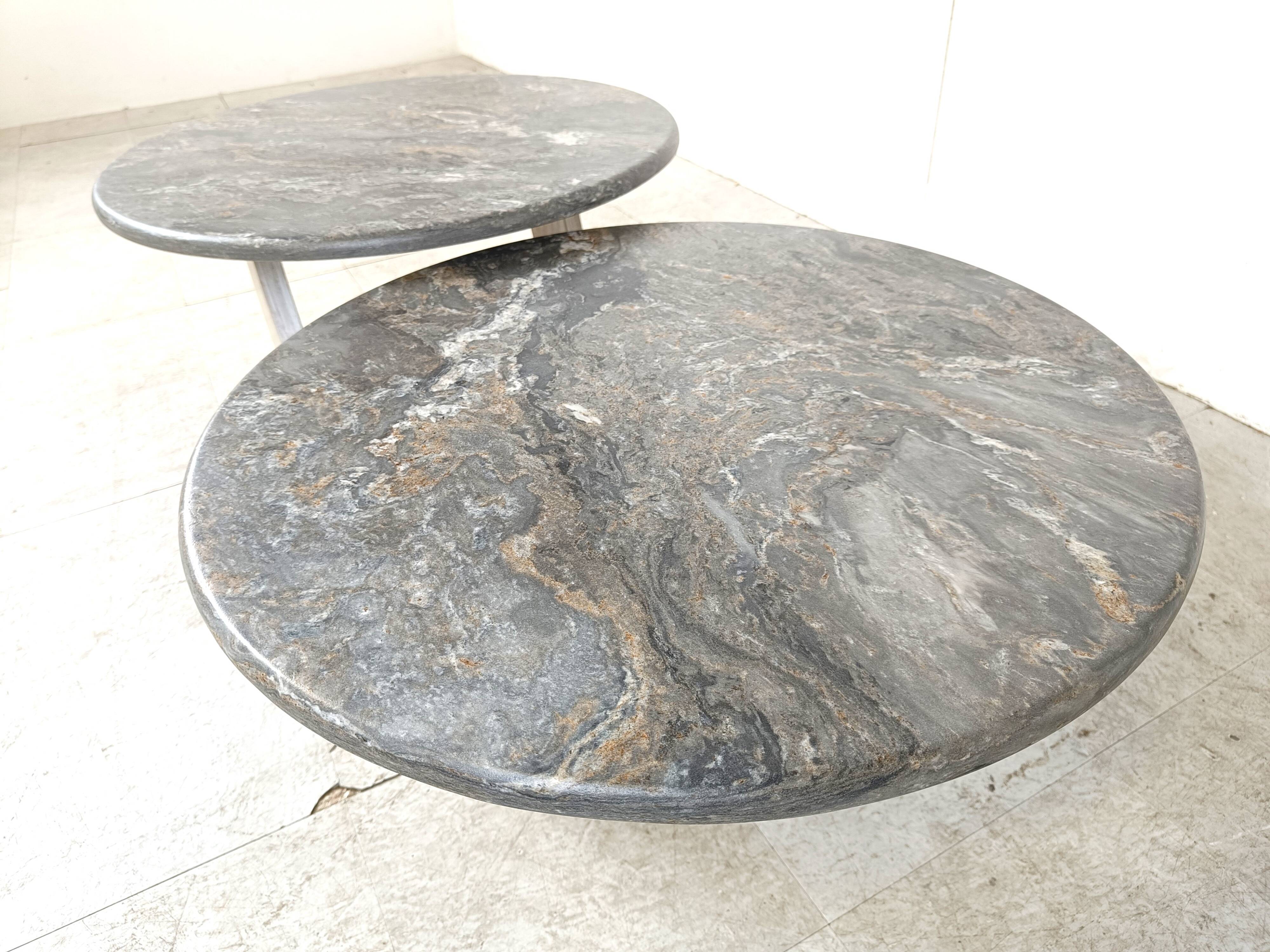 Vintage two tier marble coffee table, 1970s