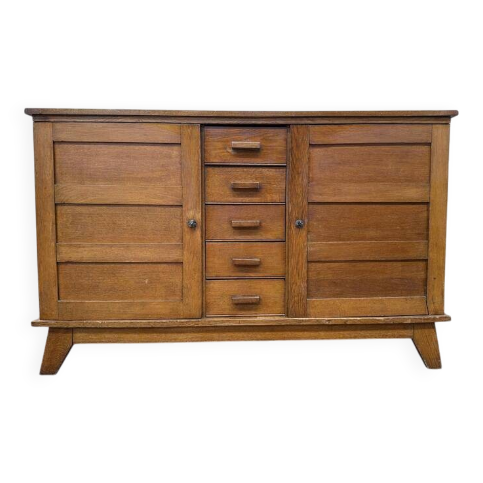 Buffet en enfilade René Gabriel en chêne 1950